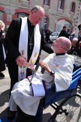 2011 Lourdes Pilgrimage - Archbishop Dolan with Malades (136/267)